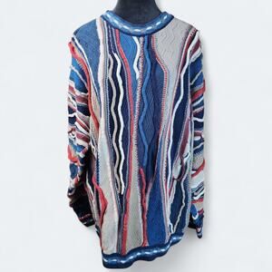 EMAROO | Vintage Australian 3D Knit Biggie Crewneck Cotton Texture Sweater | XXL